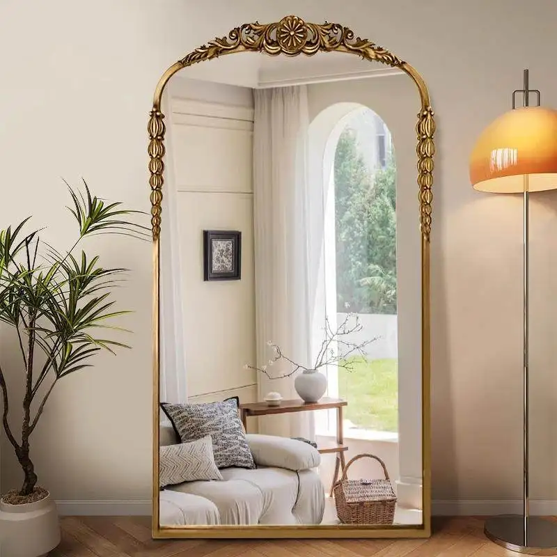 

Big Vintage Decorative Mirrors Standing Gold Design Bedroom Mirrors Full Body Luxury Princess Espejos De Piso Home Decorations
