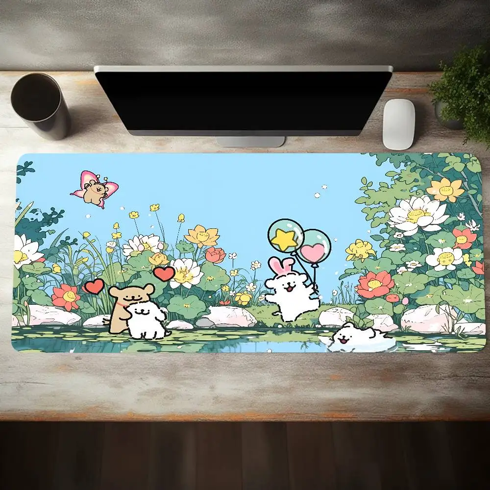 Cartoon Puppy Line Friends Mouse Pad Large Gaming Keyboard Mat LockEdge Rubber Computer Office Accessories
