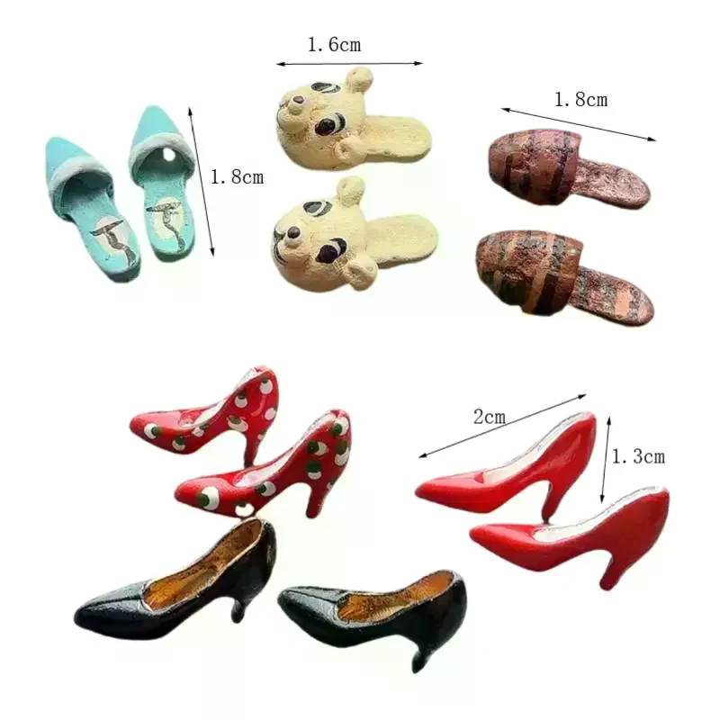 1 Pair 1/12 Scale Dollhouse Miniature Slippers High Heels Model For Doll House Dolls Decor Kids Pretend Play Toys Gift
