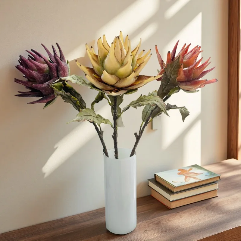 1 ramo de flores artificiales Golden Lotus Imperial para decoración de mesa de comedor o sala de estar, flores decorativas artificiales