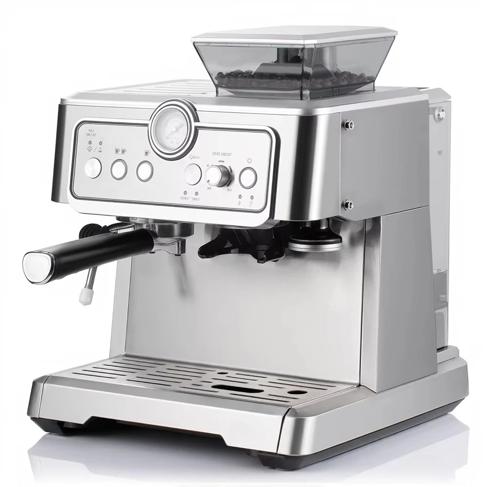 Home Semi‑Automatic Espresso Coffee Maker, Integrated Grinder & Pump Extraction System, 2.3‑Liter Large‑Capacity Water Tank
