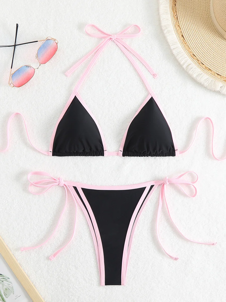 Bikinis Set Micro Sexy Thong Women Bikini 2024 Swimsuit Halter Female Swimwear Triangle Bathing Suit Brazilian Biquini Beachwear