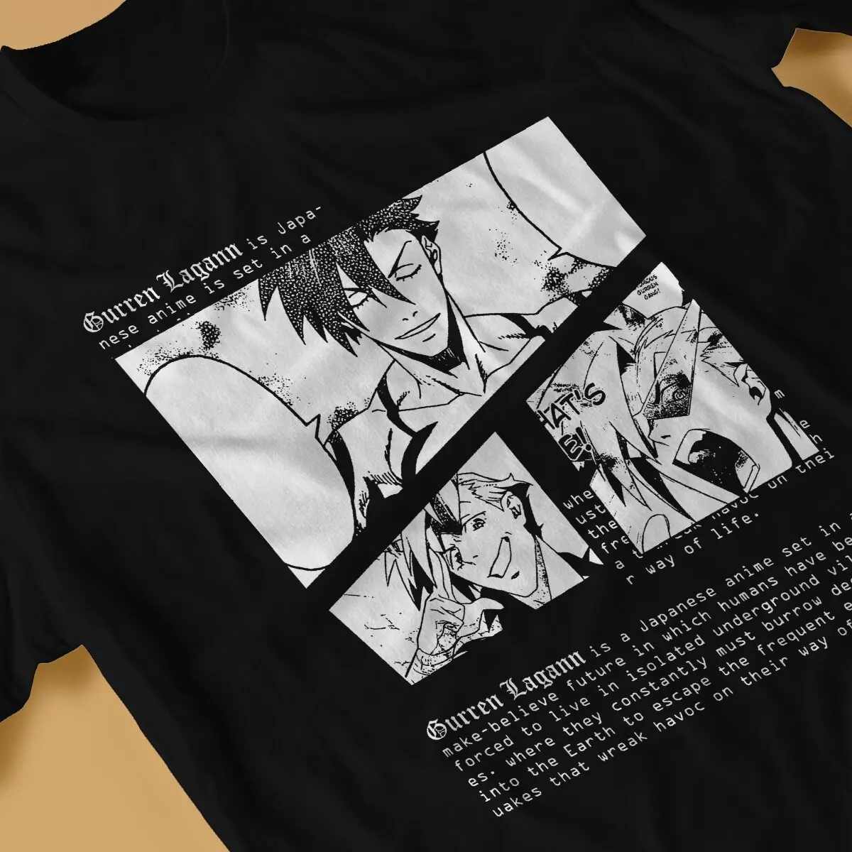 Kamina Tengen Toppa Gurren Lagann Manga Text T Shirts Men\'s 100% Cotton Hipster T-Shirt Crewneck