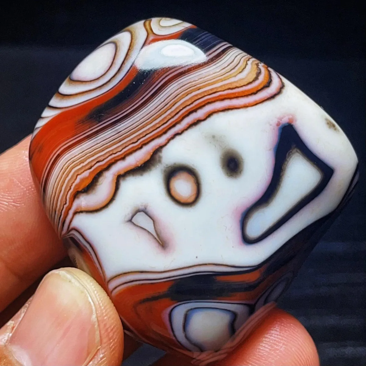 Large Sunset Tone River Stone Banded Agate, Tumbled Polished Stone, Gift Giving, Natural Stone, Crystal Collection, Desk Decor