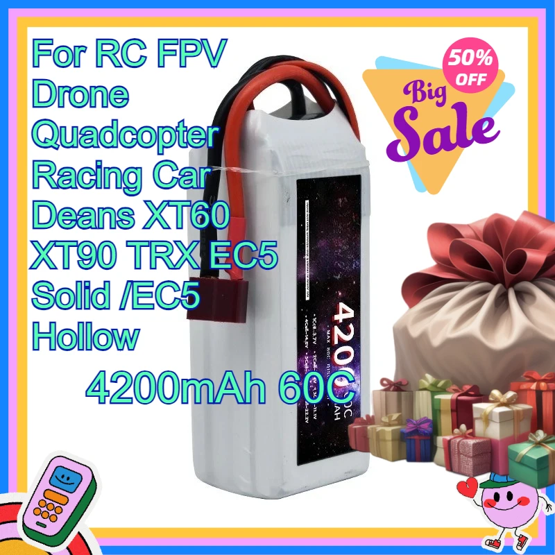 

14.8V 4200mAh 60C High-Performance battery For RC FPV Drone Quadcopter Racing Car Deans XT60 XT90 TRX EC5 Solid /EC5 Hollow