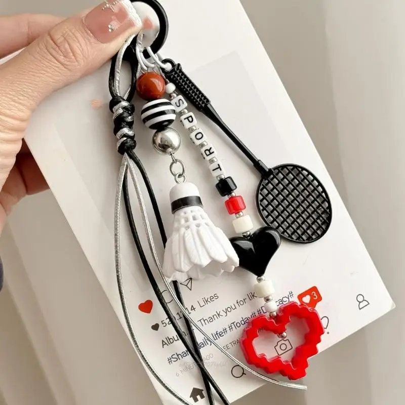 X5XA Stylish Badminton Bag Pendant Metal Keychain Accessories Purse Charm Hanging Ornament Backpack Charm for Student