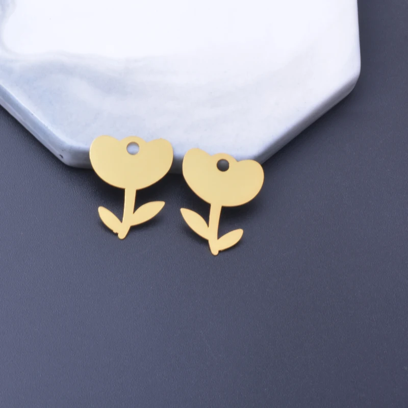 50 Stück Ac13531 22*17,5mm Messing Goldfarben Blumen Anhänger Dünner Anhänger DIY Schmuck Ohrring Zubehör – Detail 6