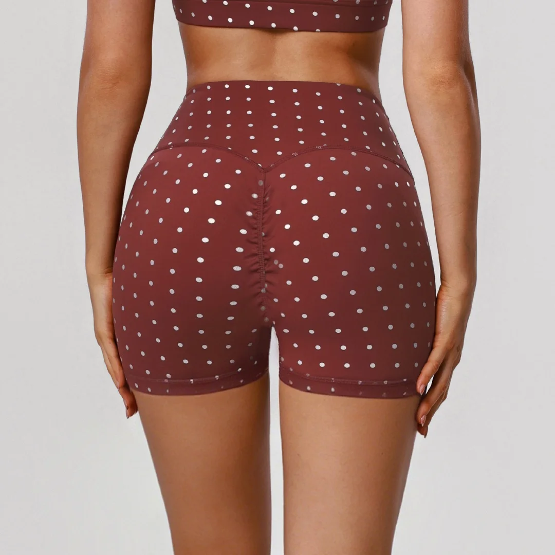 Women's Yoga Shorts Sports Fitness High Waist Hip Lift Tight Polka Dot Printed Running Cycling Casual Workout Gym Yoga Shorts