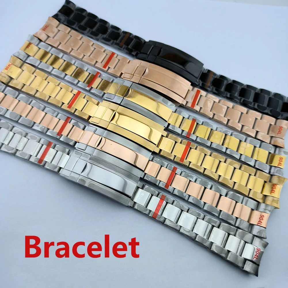 Stainless Steel Watchbands Bracelet 20mm for Oyster Bracelet Women Men Silver Solid Metal Watch Strap Accessorie