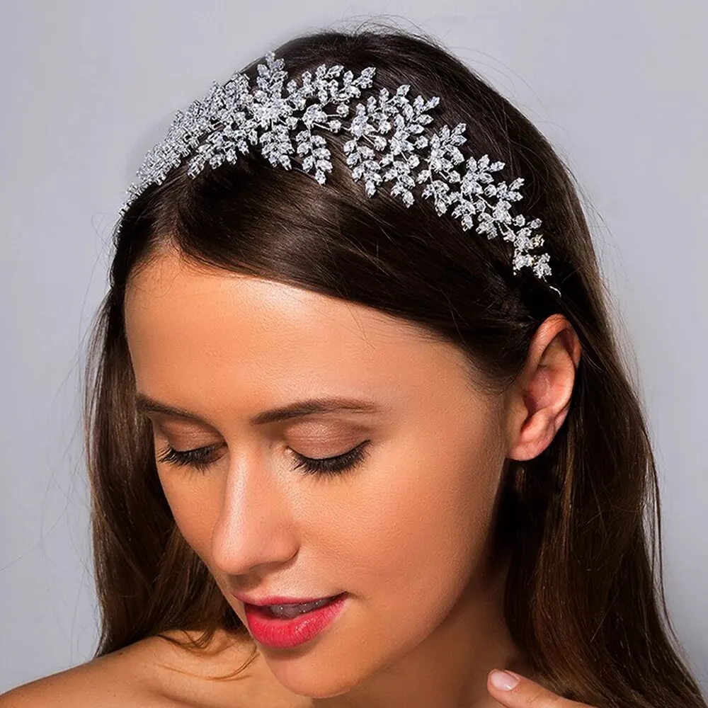 Bridal Headbands For Wedding Hair Jewelry Headdresses Zirconia CZ Soft Bride Tiaras Crowns Headpiece Prom Hairbands For Women