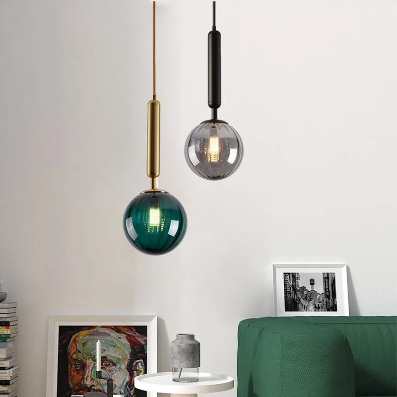 Imagem -02 - Nordic Glass Pendant Light E27 Ball Leite Branco Pendurado Lâmpada para Sala de Estar Quarto Bedside Bar Única Cabeça Espelho Lâmpada Iluminação