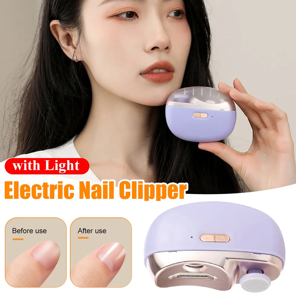 

Electric Nail Clipper Automatic Fingernail Cutter Grinding Polishing with Light Rechargeable Nail Cutter Trimmer for Kids Adults