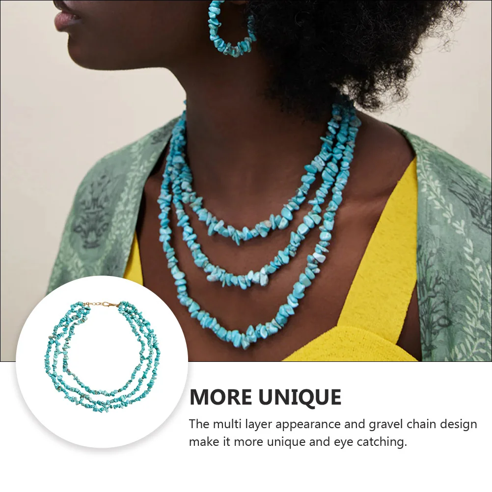 

1Pcs Bohemian Style Multi-Layer Gravel Chain Necklace Creative Pendant Club Party Jewelry Gravel Necklace Fashion Accessory