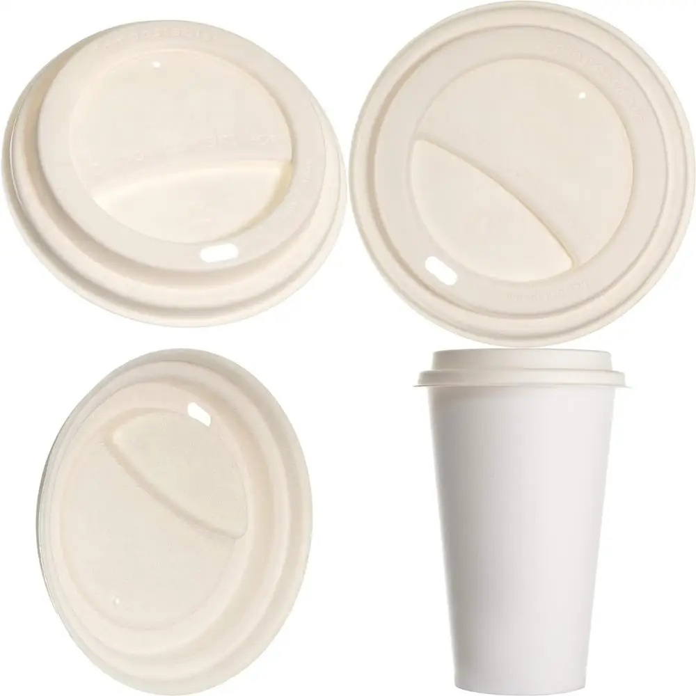 

Компостируемые биоразлагаемые крышки для кофейных чашек из волокна — подходят для 10 унций, 12 унций, 16 унций — 100% экологически чистые одноразовые чашки для кофе и чая