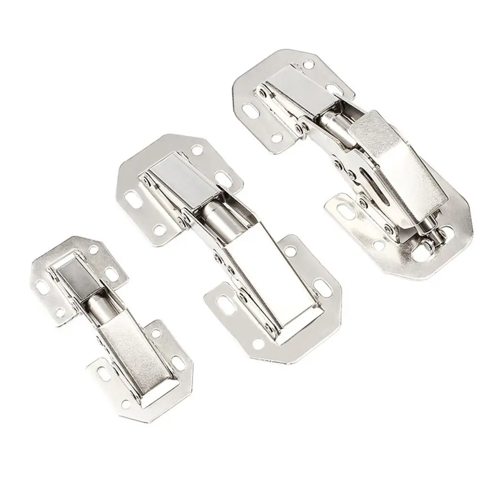 New Stainless Steel Cabinet Door Hinges No Punching Folding Damper Buffer Furniture Hardware Door Concealed Hinges Furniture