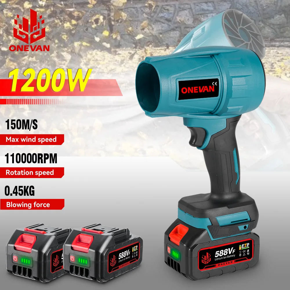 ไฟฟ้า Turbo Blowers Jet พัดลม 1200W 200 เมตร/วินาทีรุนแรงเครื่องเป่าลมเครื่องเป่าหิมะฝุ่นเป่าเครื่องมือสําหรับ Makita 18V แบตเตอรี่