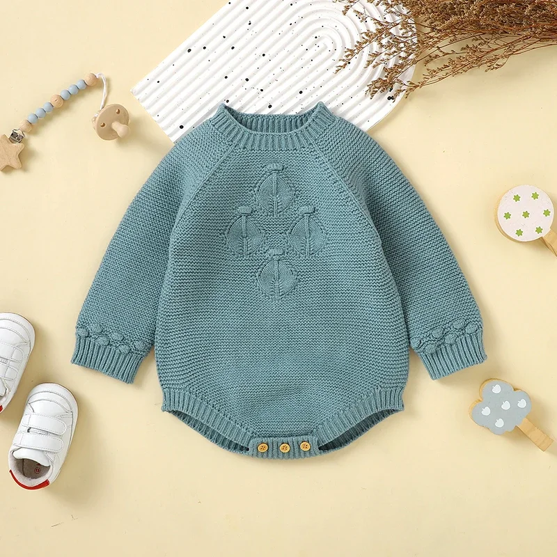 

Baby Bodysuits Knitted Infant Clothes Fashion Solid Overalls 0-18M Playsuit Newborn Girl Boy Jumpsuit Long Sleeve Autumn Rompers