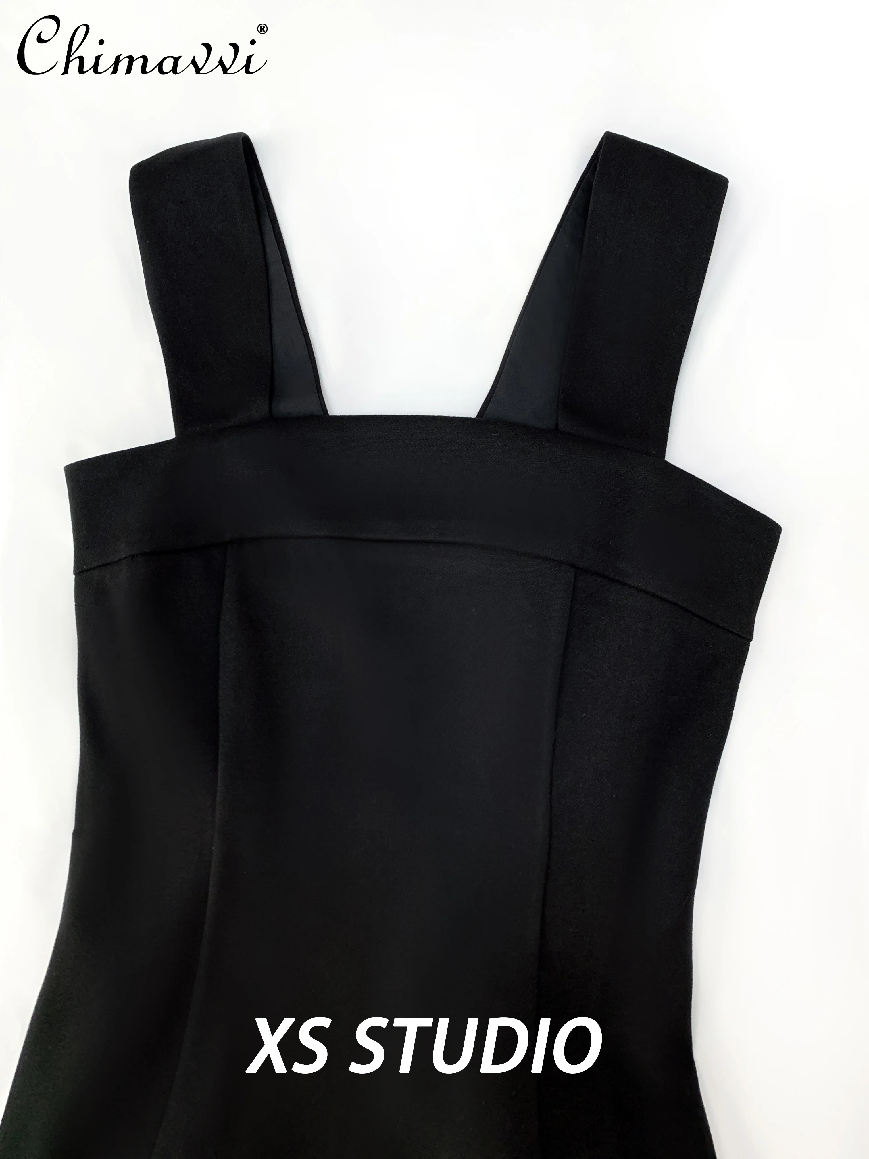 Fashion Fishtail Suspender Dress 2025 Spring and Summer New Suit Hepburn Slim Temperament Mid-length Hip Gown Dresses Women