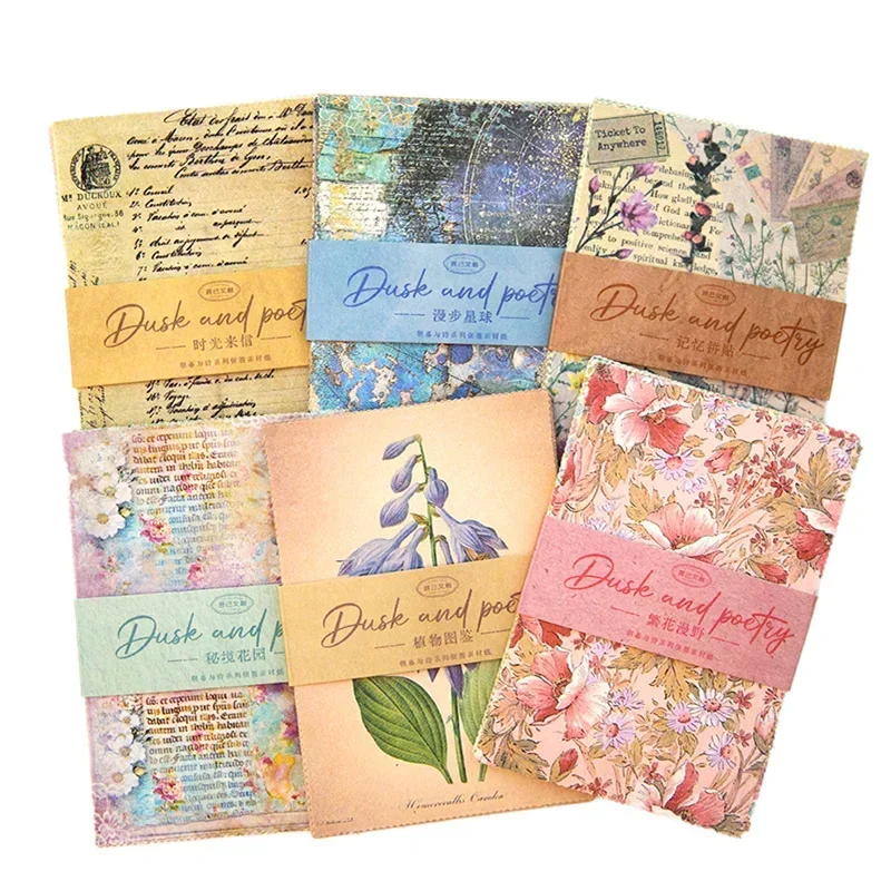 

30 pcs/pack Material paper retro floral plants hand curtains decorations collages notes and messages 6 styles