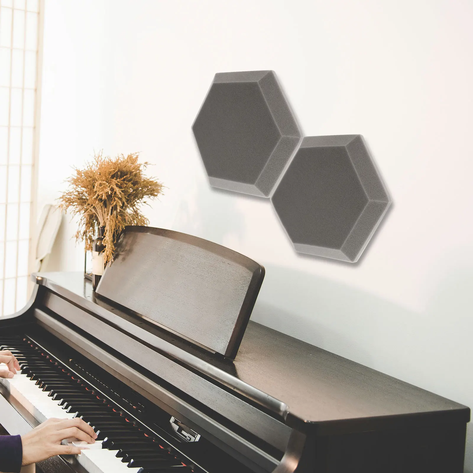 

2Pcs Soundproof Cotton Indoor Sound Absorbing Panels Hexagon Design for Home Recording Studio Auditorium Wall Mountable No