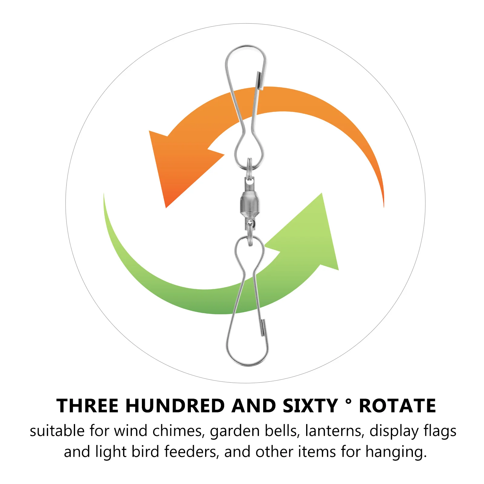 

10Pcs Rotating Stainless Windbell Hooks 360 Degree Clip Strong Hanging for Wind Chimes Lanterns Decorative Hooks