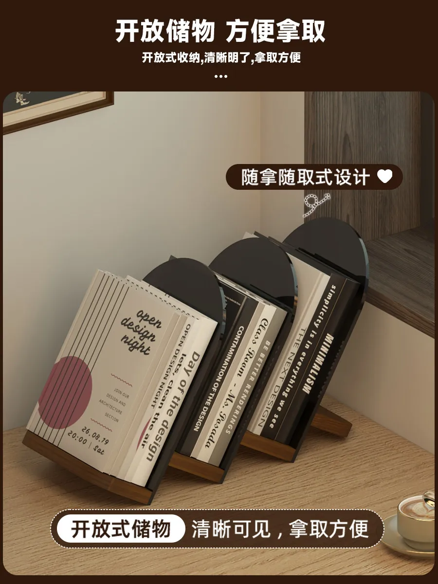 Desktop Literature and Art Bookshelf Premium Acrylic Bookstand Shelf Lounge Desktop Magazine Display Shelf Tilt CD Shelf
