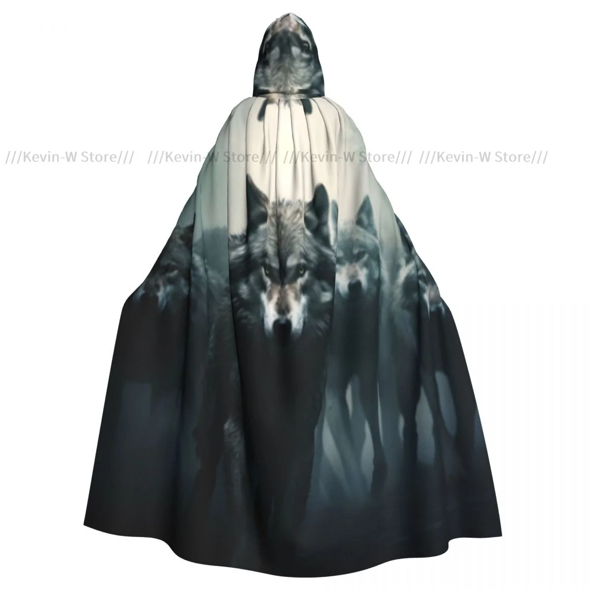 Long Cape Cloak Group Angry Wolves In Fog Hooded Cloak Coat Autumn Hoodies