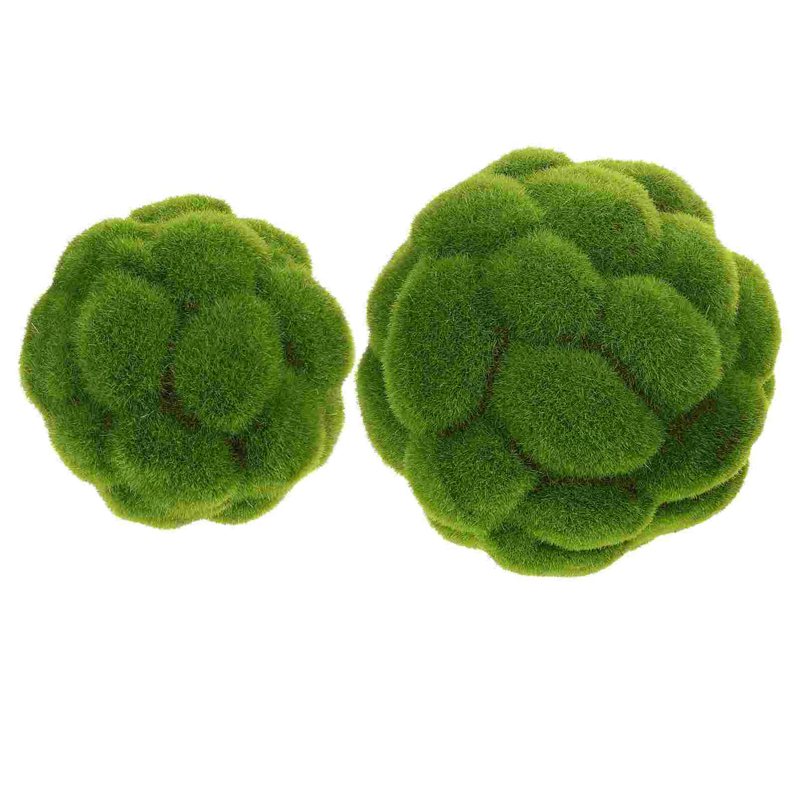 2 Pcs Simulated Moss Ball Fake Balls Wedding Grass Game Decorative Flower Topiary Green Plastic Artificial
