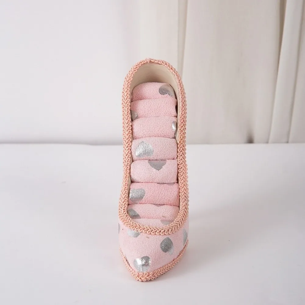 Creative High Heel Shoe Jewelry Holder Pink Lace Leopard Print Jewelry Display Stand Multi-pattern Vintage Jewelry Display Rack