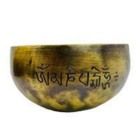 Tibetan Meditation Bowl Black Singing Therapy Yoga Chakra Healing Sanskrit Buddha Copper Chime Sound Brass Bowl Decor 12-30cm
