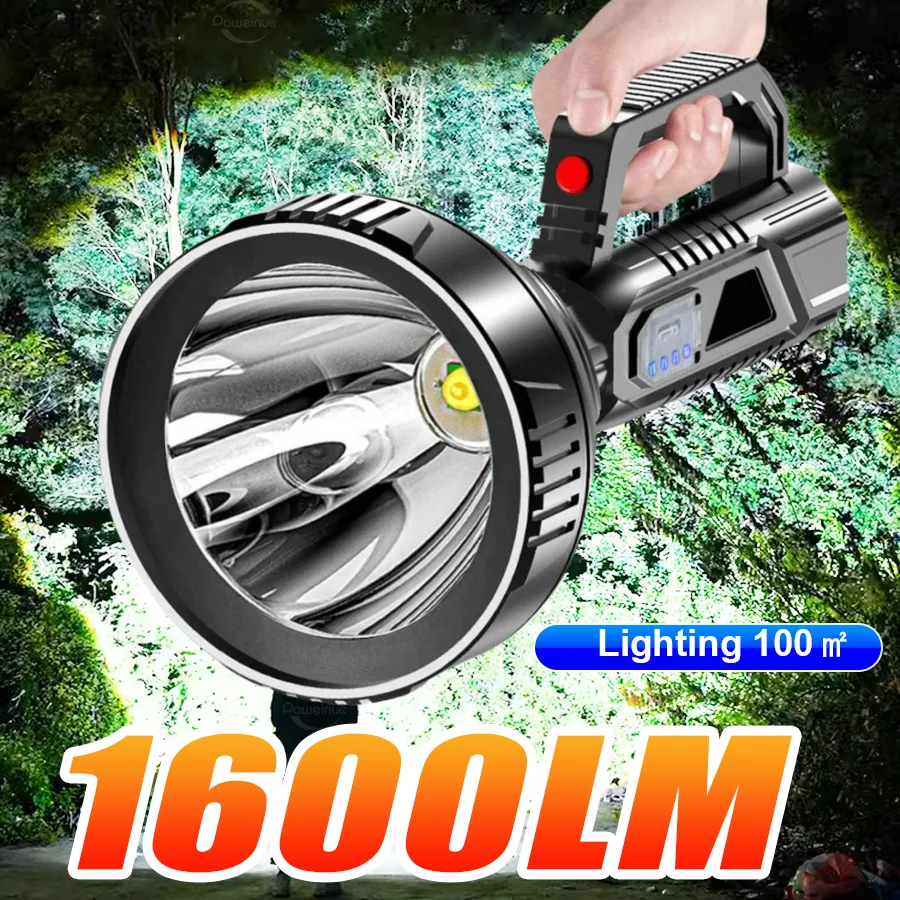 

1600LM супер яркий светодиодный фонарик высокой мощности дальний выстрел фонарик перезаряжаемый прожектор открытый кемпинг патруль шахтный прожектор