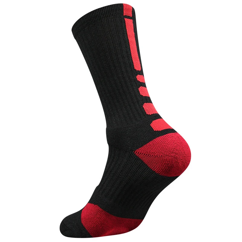 1 Pares Homens Meias Listrado Elite Meias Esporte Basquete Meias Absorve Suor Mid-Calf meias Homens Profissional Engrossar Respirável