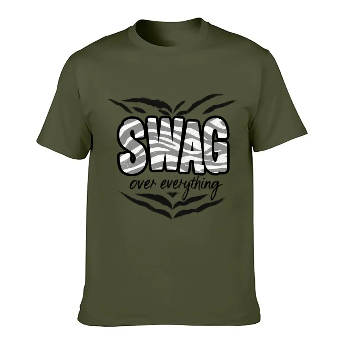 SWAG Over Everything Striped Typography Heart Graphic Street Loose Simple Tee