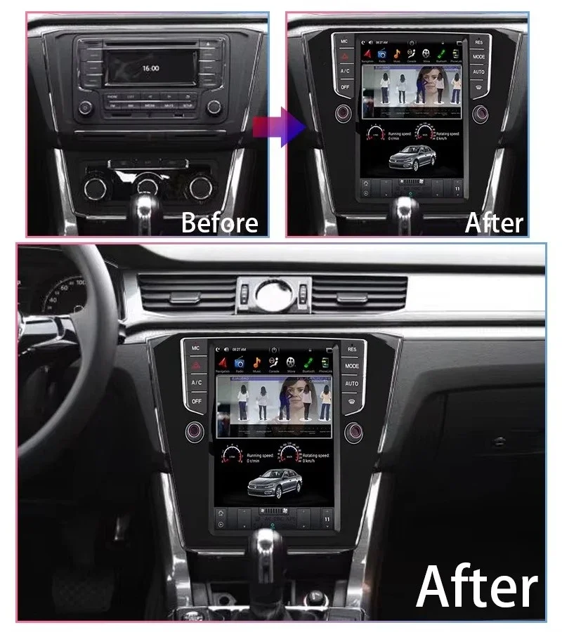 Style Vertical Screen 10.4 Inch Car DVD Audio Player for VW Passat Car Radio