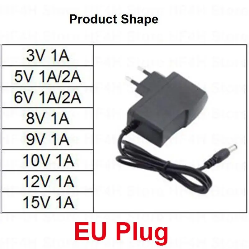 AC 100V-240V Converter Adapter DC 3V 5V 6V 8V 9V 10V 12V 15V 1A 2A 1000mAh 2000mA Power Supply EU Plug DC 5.5mmx2.1mm B4