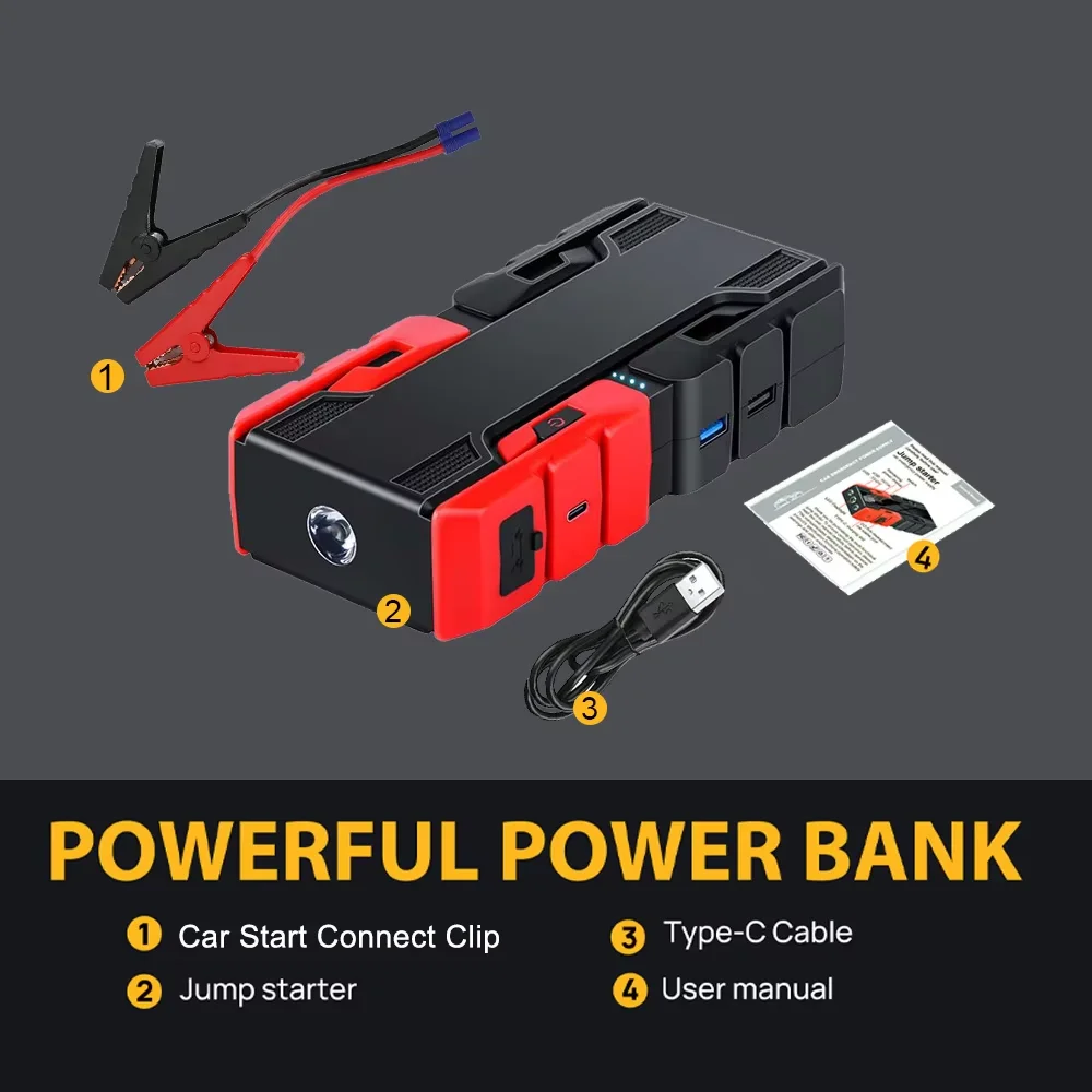 GKFLY 4000A Auto Startkabels Draagbare Powerbank 2000A Auto Accu Booster 12V Hulpstartapparaat voor Diesel