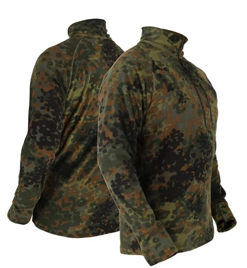 Niemieckie bluzy Flecktarn w kamuflażu Męskie zimowe ciepłe bluzy z kapturem Zielona dżungla