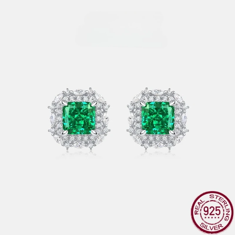 

Новые серьги из чистого серебра S925 с ледяным цветком и высокоуглеродистыми бриллиантами, женские изумрудные серьги, модные свадебные украшения
