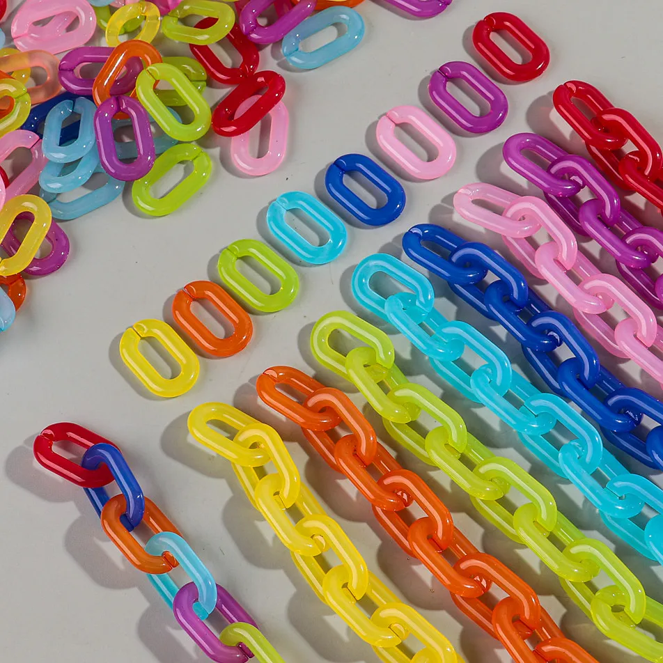 Jelly Color 20pcs 20x30mm Acrylic Oval Ring Link Chain Connector Beads for Jewelry DIY Bracelet Necklace Phone Chain Accessories
