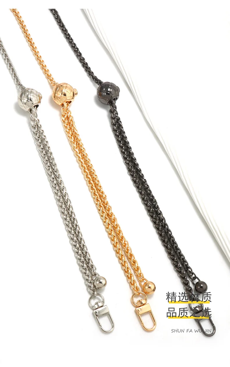 Replacement 120cm/47in Metal Purse Chain Strap Handle for Handbag Shoulder Crossbody Bag Chain Strap with Length Adjustable Ball
