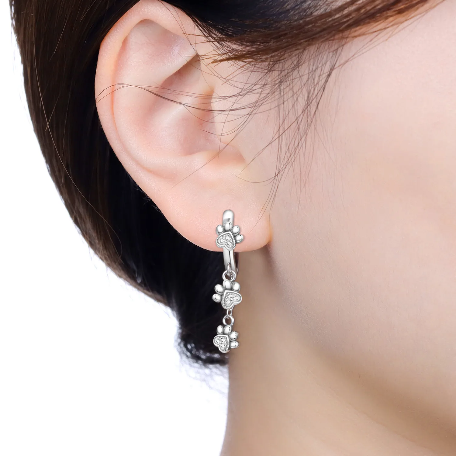 MISEFF S925 Sterling Silver Earring Exquisite Cute Pet Paw Print Tassel Earring For Women Fashion Jewelry Birthday Gift
