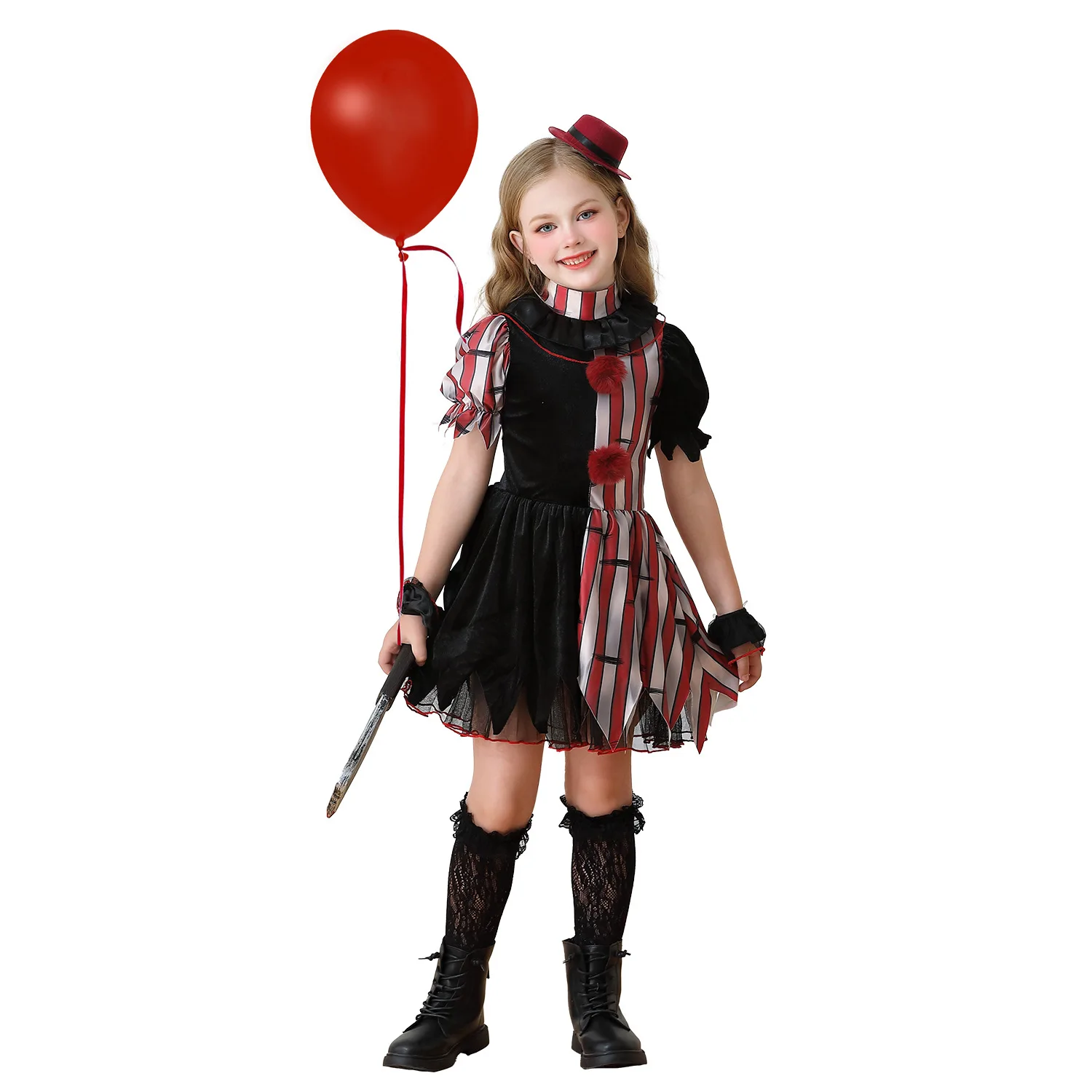 

Halloween Girls Scary Evil Clown Costume Cosplay Movie Harley Q Costume Holiday Disguise Clown Stage Performance Fancy Dress
