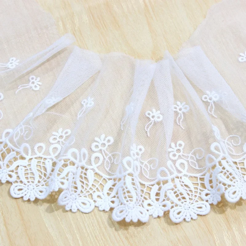 1 Yard Cotton Embroidery Tulle Lace Cotton Rosette Mesh Trim lace for Bridal lingerie Lolita Crafts Sewing