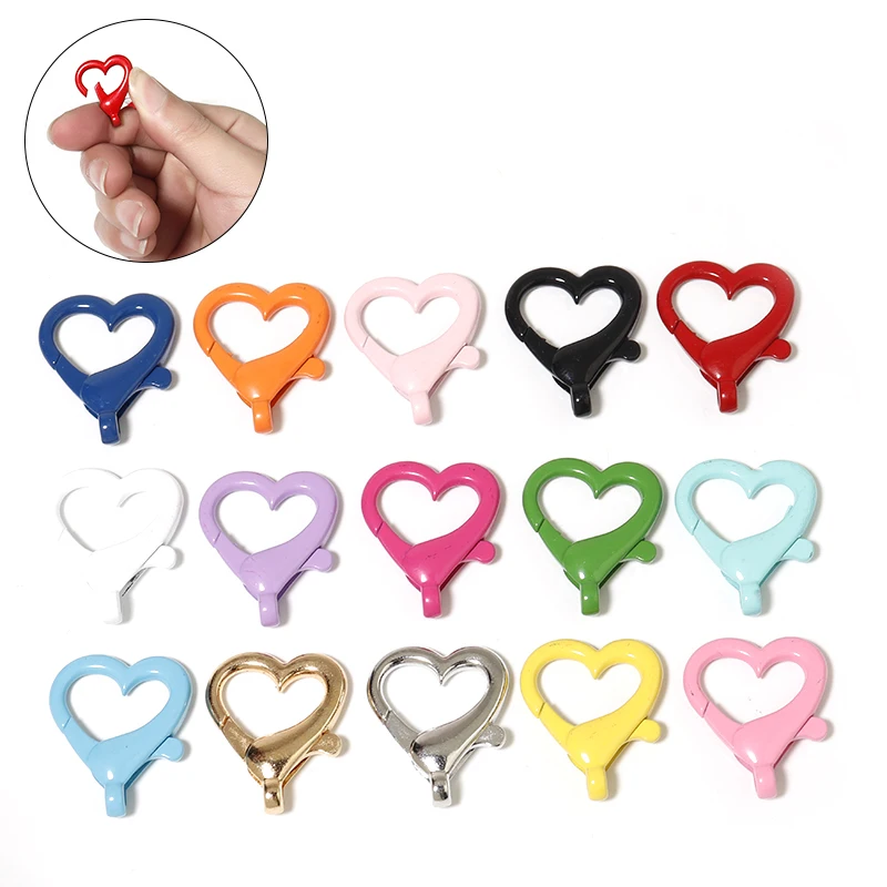 10Pcs/Lot Alloy Lobster Clasps Heart Shape Multicolor Key Chain Sping Buckle for Jewelry Making DIY Key Chains Bag Ornaments