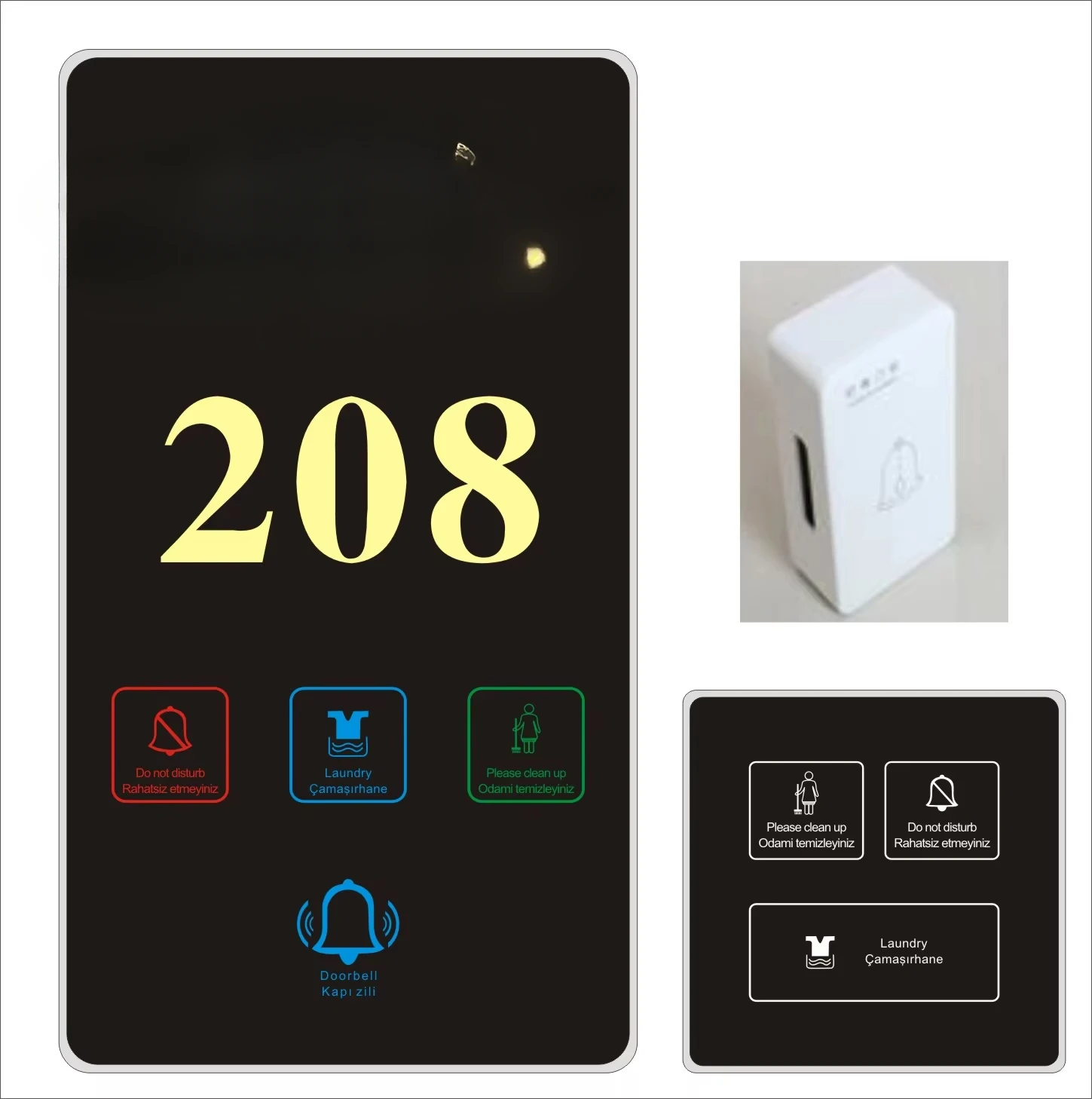 Hotel Project LED Customized Logo Language Room Number Door Signs Touch Switch Floor Signs Door Plate With DND Switch Light