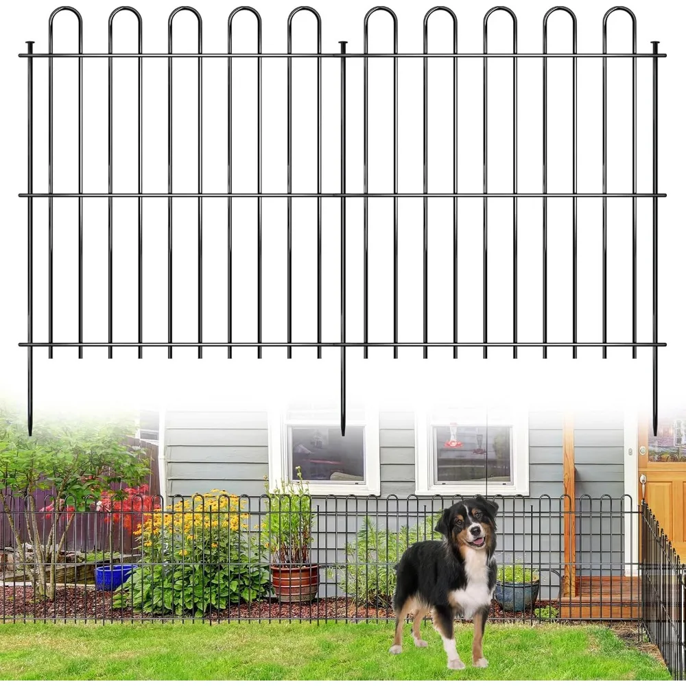 

25-Panel Rustproof Metal Garden Fence, 50 Feet by 32 Inches, Animal Barrier, Arched Design for Flowers