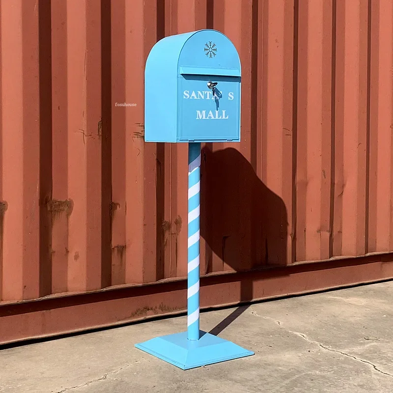 Household Industrial Style Photography Prop Mailbox Retro Christmas Mailboxes Tin Letter Box Vertical Suggestion Box Letter Box