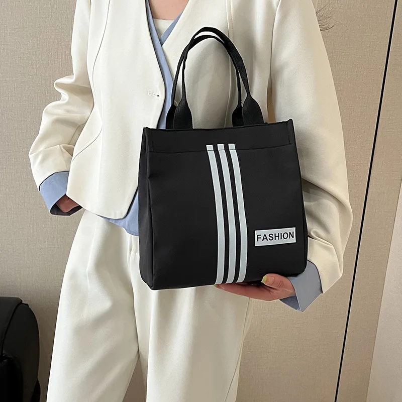 ​ ​ Modna torba wielokrotnego użytku na rok 2025 ​ ​   Torba na lunch damska o dużej pojemności, przenośna, izolowana, minimalistyczna, ekologiczna torba na zakupy.