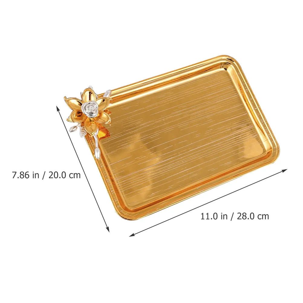 

Metal Rectangular Food Serving Tray Aluminum Alloy Safe for Food Serving Household Snack Fruit Tray Metal Fruit Holder
