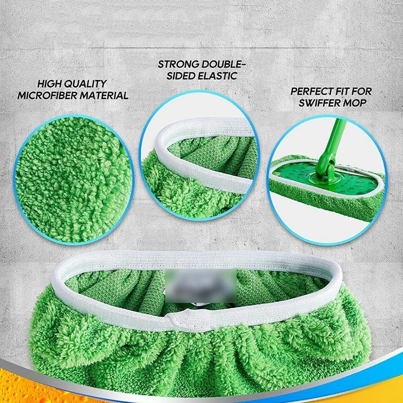 Microfiber Mop Cloth, Scouring Pad, Reusable Mop Board, Swiffer Flat Mops, Cleaning Home Accessories, 25x11.5cm